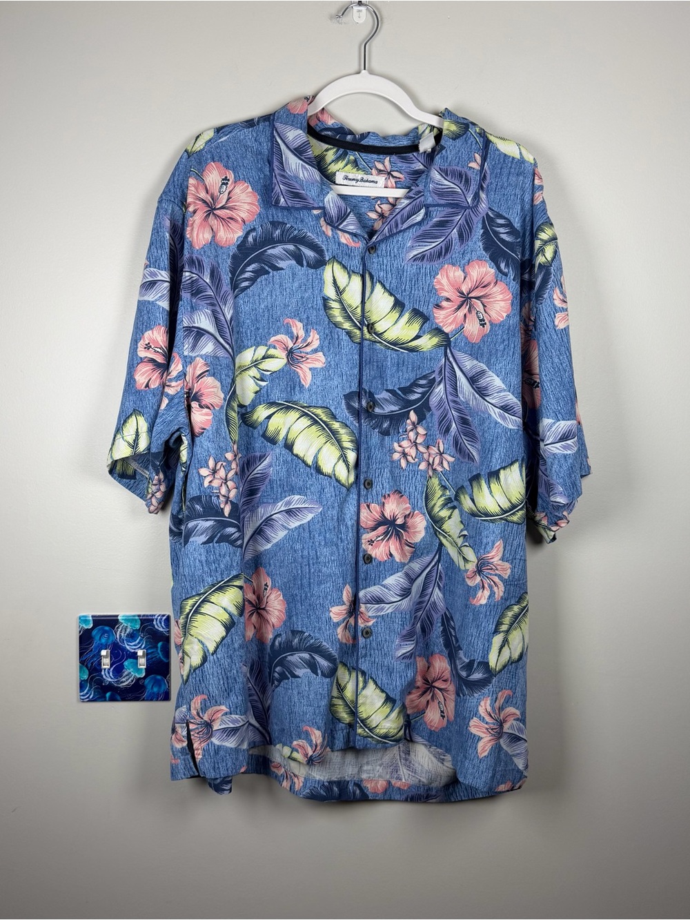 Tommy Bahama Camp Shirt Mens 1XLB Island Zone Silk Tropical Hawaiian Coolmax